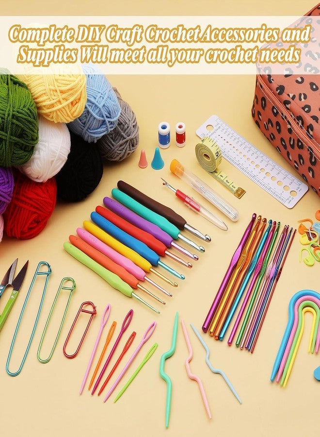 Tusmad Crochet Kit for Beginners Adults - 107 Pcs Starter Crochet & Knitting Kit with Yarn, Hooks, Stitch Markers & Accessories, Complete Crochet Set in Cactus White Storage Bag - Image 4